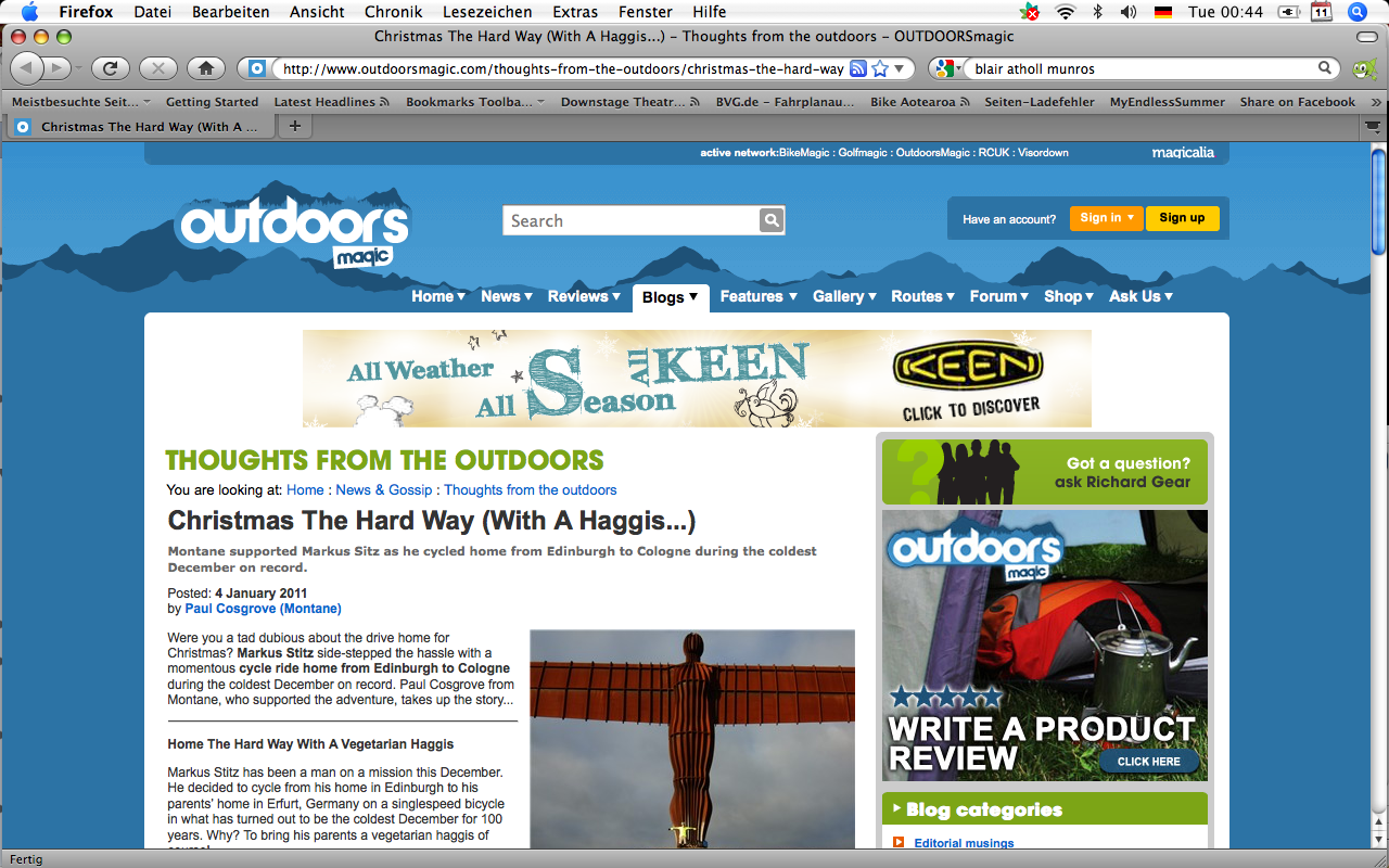 Outdoors Magic article 04/01/11