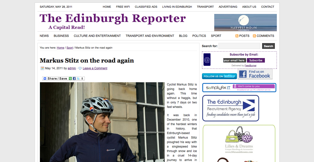 Article Edinburgh Reporter Blog 14/05/2011